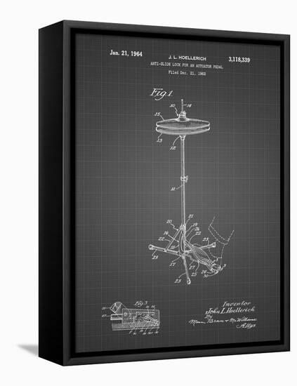 PP106-Black Grid Hi Hat Cymbal Stand and Pedal Patent Poster-Cole Borders-Framed Premier Image Canvas