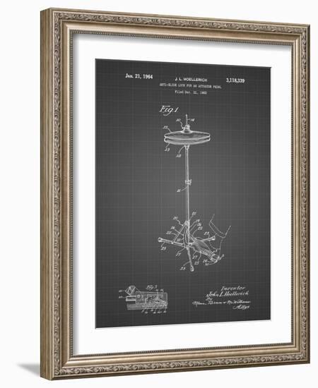 PP106-Black Grid Hi Hat Cymbal Stand and Pedal Patent Poster-Cole Borders-Framed Giclee Print