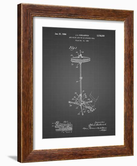 PP106-Black Grid Hi Hat Cymbal Stand and Pedal Patent Poster-Cole Borders-Framed Giclee Print