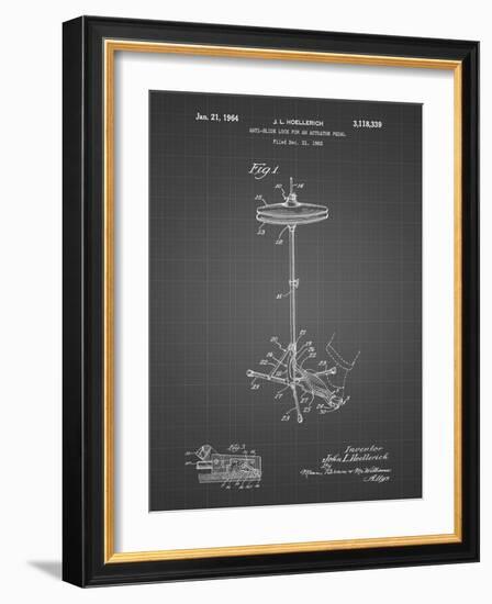 PP106-Black Grid Hi Hat Cymbal Stand and Pedal Patent Poster-Cole Borders-Framed Giclee Print