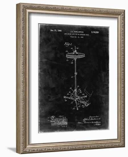 PP106-Black Grunge Hi Hat Cymbal Stand and Pedal Patent Poster-Cole Borders-Framed Giclee Print