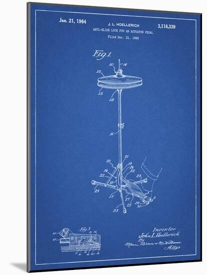 PP106-Blueprint Hi Hat Cymbal Stand and Pedal Patent Poster-Cole Borders-Mounted Giclee Print