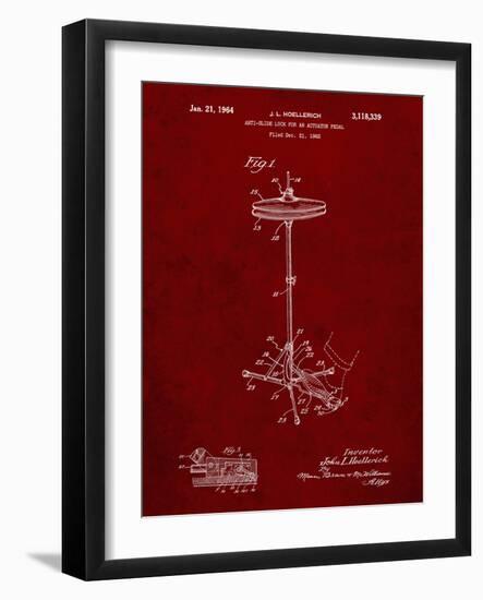 PP106-Burgundy Hi Hat Cymbal Stand and Pedal Patent Poster-Cole Borders-Framed Giclee Print