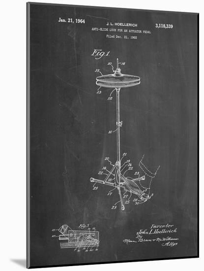 PP106-Chalkboard Hi Hat Cymbal Stand and Pedal Patent Poster-Cole Borders-Mounted Giclee Print