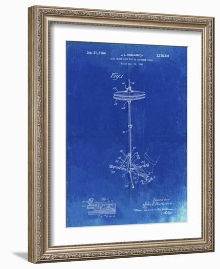 PP106-Faded Blueprint Hi Hat Cymbal Stand and Pedal Patent Poster-Cole Borders-Framed Giclee Print