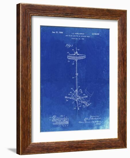 PP106-Faded Blueprint Hi Hat Cymbal Stand and Pedal Patent Poster-Cole Borders-Framed Giclee Print