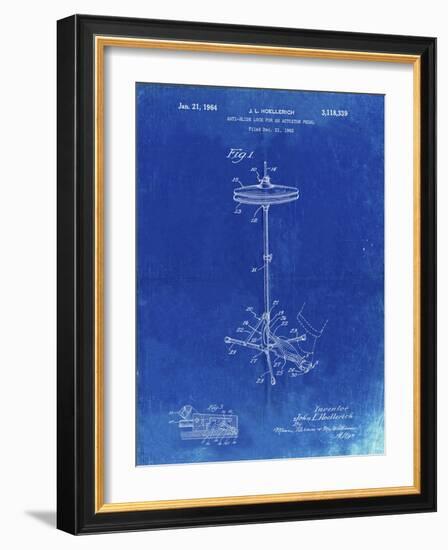 PP106-Faded Blueprint Hi Hat Cymbal Stand and Pedal Patent Poster-Cole Borders-Framed Giclee Print