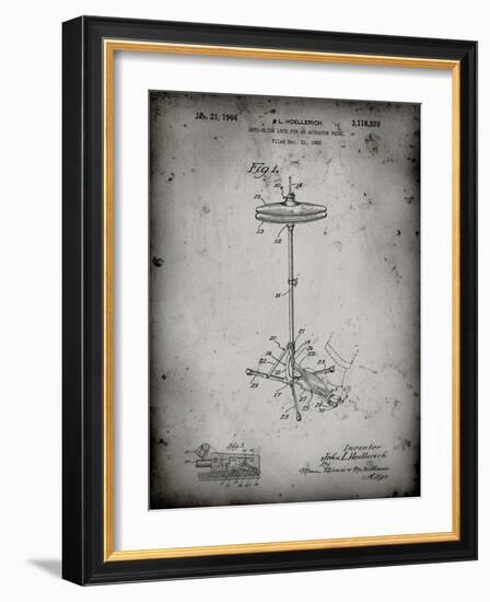 PP106-Faded Grey Hi Hat Cymbal Stand and Pedal Patent Poster-Cole Borders-Framed Giclee Print