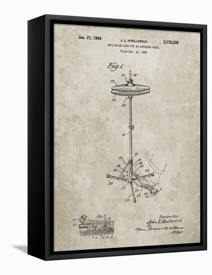 PP106-Sandstone Hi Hat Cymbal Stand and Pedal Patent Poster-Cole Borders-Framed Premier Image Canvas