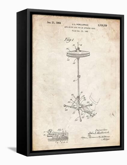 PP106-Vintage Parchment Hi Hat Cymbal Stand and Pedal Patent Poster-Cole Borders-Framed Premier Image Canvas