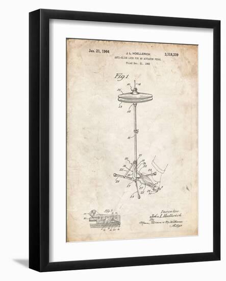 PP106-Vintage Parchment Hi Hat Cymbal Stand and Pedal Patent Poster-Cole Borders-Framed Giclee Print