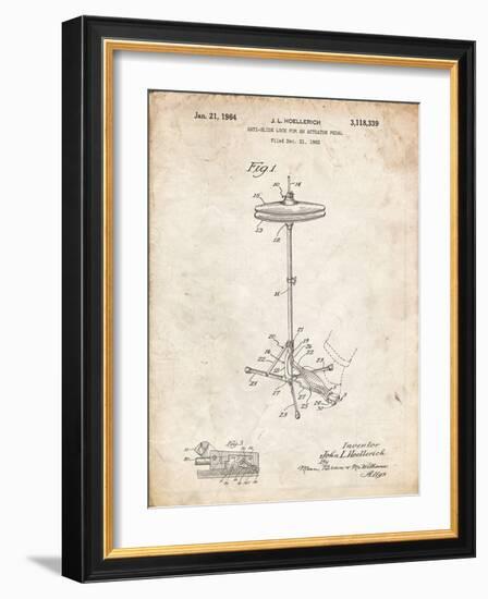 PP106-Vintage Parchment Hi Hat Cymbal Stand and Pedal Patent Poster-Cole Borders-Framed Giclee Print