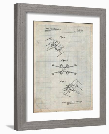 PP1060-Antique Grid Parchment Star Wars X Wing Starfighter Star Wars Poster-Cole Borders-Framed Giclee Print