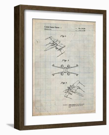 PP1060-Antique Grid Parchment Star Wars X Wing Starfighter Star Wars Poster-Cole Borders-Framed Giclee Print