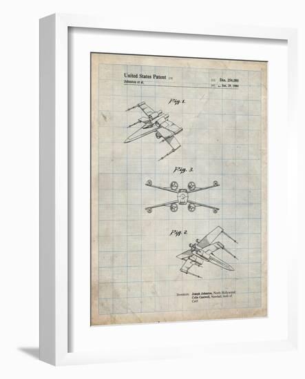 PP1060-Antique Grid Parchment Star Wars X Wing Starfighter Star Wars Poster-Cole Borders-Framed Giclee Print