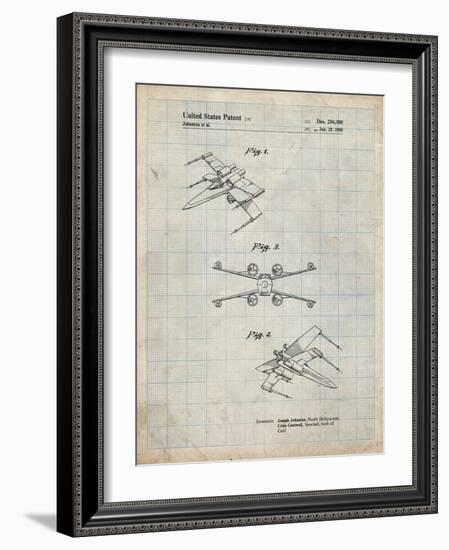 PP1060-Antique Grid Parchment Star Wars X Wing Starfighter Star Wars Poster-Cole Borders-Framed Giclee Print