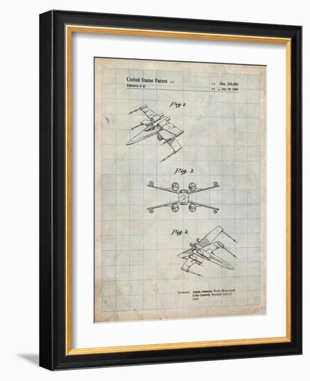 PP1060-Antique Grid Parchment Star Wars X Wing Starfighter Star Wars Poster-Cole Borders-Framed Giclee Print