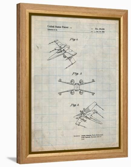 PP1060-Antique Grid Parchment Star Wars X Wing Starfighter Star Wars Poster-Cole Borders-Framed Premier Image Canvas