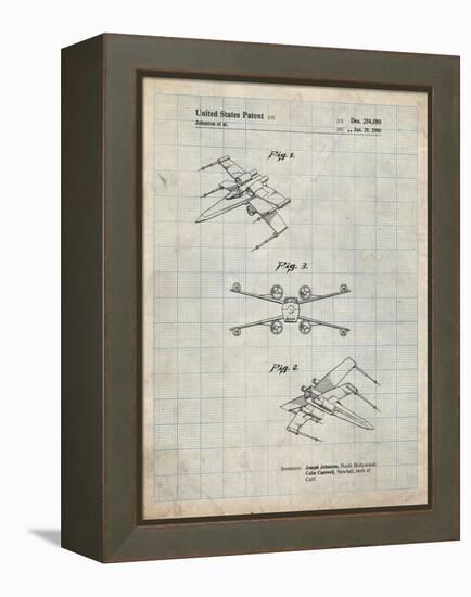 PP1060-Antique Grid Parchment Star Wars X Wing Starfighter Star Wars Poster-Cole Borders-Framed Premier Image Canvas