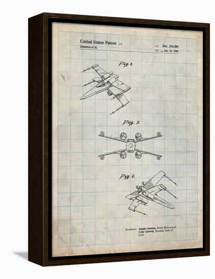 PP1060-Antique Grid Parchment Star Wars X Wing Starfighter Star Wars Poster-Cole Borders-Framed Premier Image Canvas