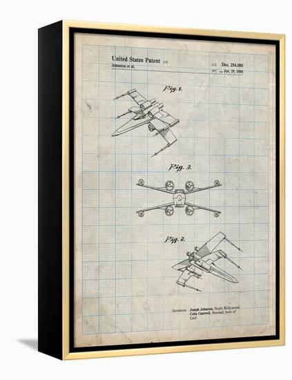 PP1060-Antique Grid Parchment Star Wars X Wing Starfighter Star Wars Poster-Cole Borders-Framed Premier Image Canvas