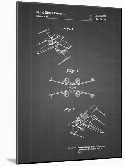 PP1060-Black Grid Star Wars X Wing Starfighter Star Wars Poster-Cole Borders-Mounted Giclee Print