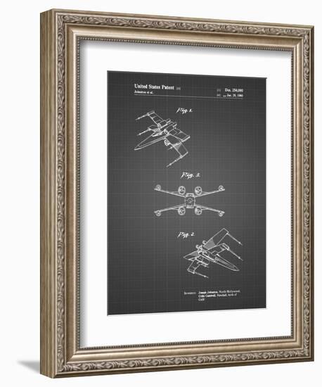 PP1060-Black Grid Star Wars X Wing Starfighter Star Wars Poster-Cole Borders-Framed Giclee Print