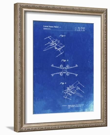 PP1060-Faded Blueprint Star Wars X Wing Starfighter Star Wars Poster-Cole Borders-Framed Giclee Print