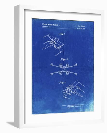 PP1060-Faded Blueprint Star Wars X Wing Starfighter Star Wars Poster-Cole Borders-Framed Giclee Print