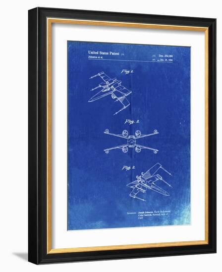 PP1060-Faded Blueprint Star Wars X Wing Starfighter Star Wars Poster-Cole Borders-Framed Giclee Print