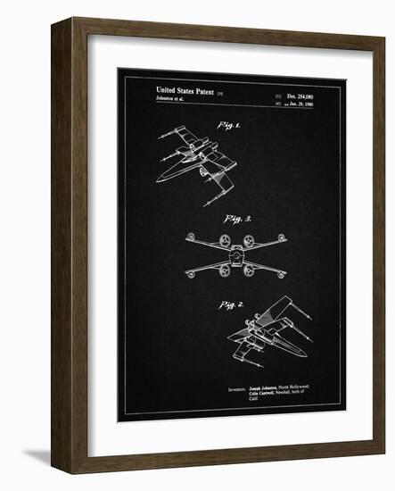 PP1060-Vintage Black Star Wars X Wing Starfighter Star Wars Poster-Cole Borders-Framed Giclee Print