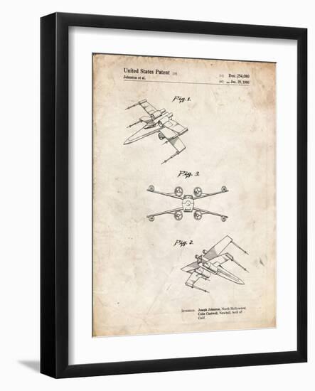 PP1060-Vintage Parchment Star Wars X Wing Starfighter Star Wars Poster-Cole Borders-Framed Giclee Print