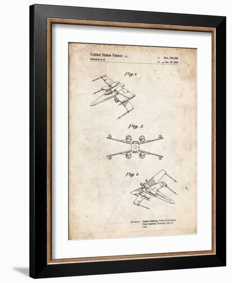 PP1060-Vintage Parchment Star Wars X Wing Starfighter Star Wars Poster-Cole Borders-Framed Giclee Print