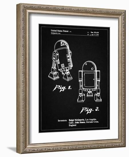 PP1063-Vintage Black Starwars r2d2 Patent Art-Cole Borders-Framed Giclee Print