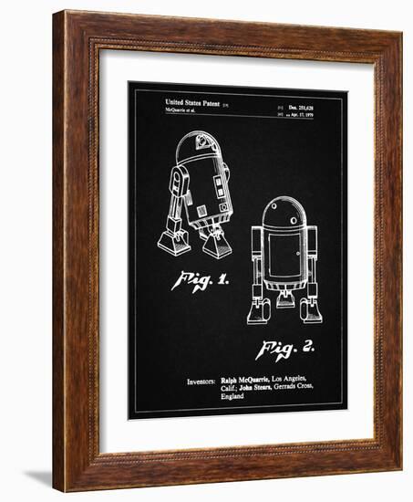 PP1063-Vintage Black Starwars r2d2 Patent Art-Cole Borders-Framed Giclee Print