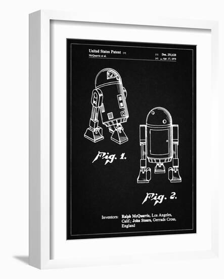 PP1063-Vintage Black Starwars r2d2 Patent Art-Cole Borders-Framed Giclee Print