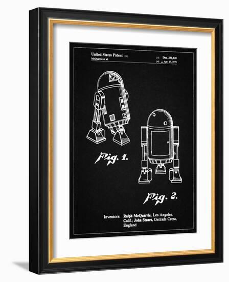 PP1063-Vintage Black Starwars r2d2 Patent Art-Cole Borders-Framed Giclee Print