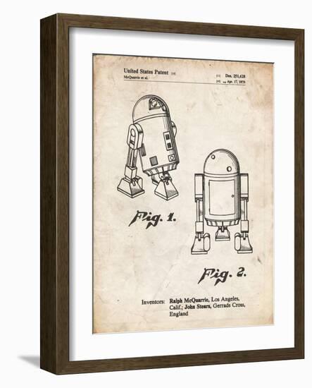 PP1063-Vintage Parchment Starwars r2d2 Patent Art-Cole Borders-Framed Giclee Print