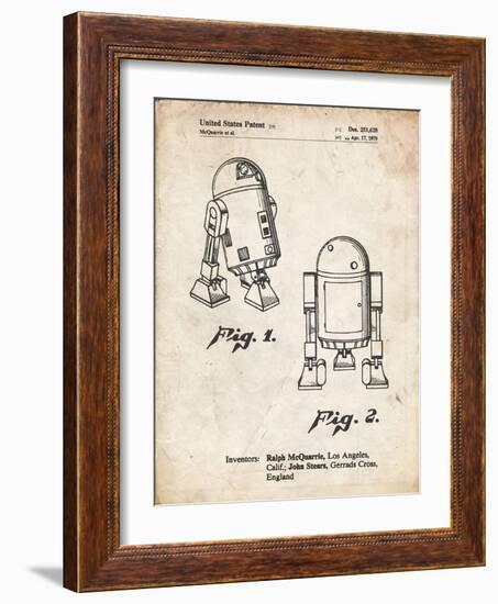 PP1063-Vintage Parchment Starwars r2d2 Patent Art-Cole Borders-Framed Giclee Print