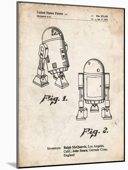 PP1063-Vintage Parchment Starwars r2d2 Patent Art-Cole Borders-Mounted Giclee Print