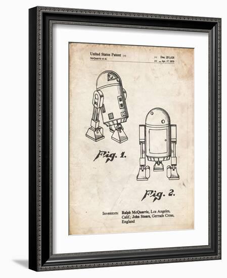 PP1063-Vintage Parchment Starwars r2d2 Patent Art-Cole Borders-Framed Giclee Print