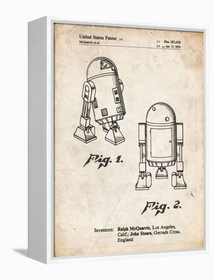 PP1063-Vintage Parchment Starwars r2d2 Patent Art-Cole Borders-Framed Premier Image Canvas