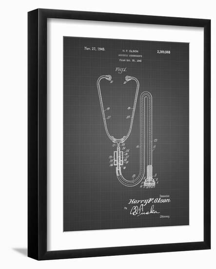 PP1066-Black Grid Stethoscope Patent Poster-Cole Borders-Framed Giclee Print
