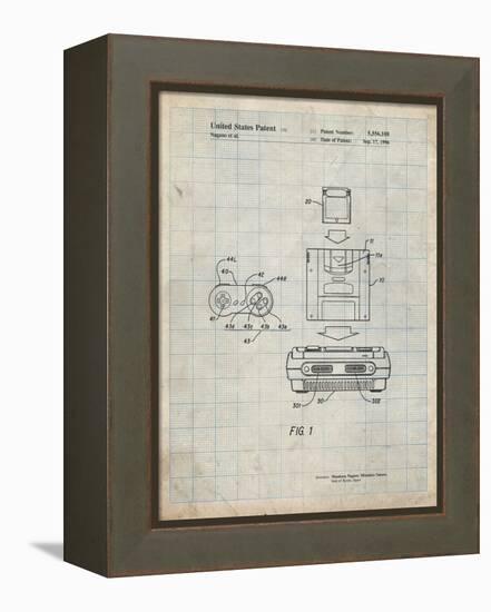 PP1072-Antique Grid Parchment Super Nintendo Console Remote and Cartridge Patent Poster-Cole Borders-Framed Premier Image Canvas