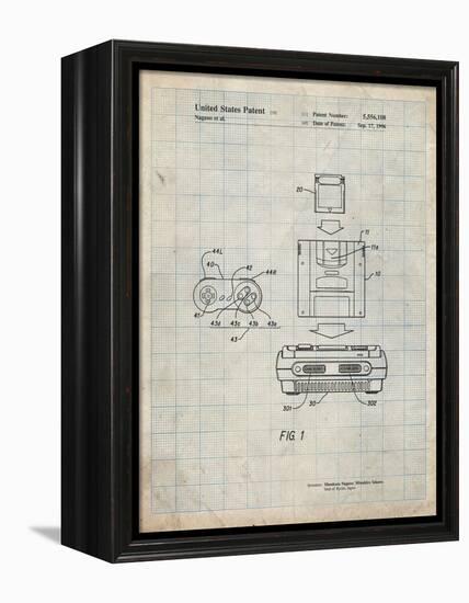 PP1072-Antique Grid Parchment Super Nintendo Console Remote and Cartridge Patent Poster-Cole Borders-Framed Premier Image Canvas