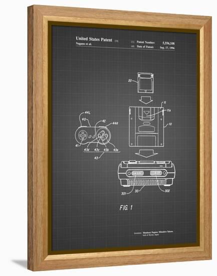 PP1072-Black Grid Super Nintendo Console Remote and Cartridge Patent Poster-Cole Borders-Framed Premier Image Canvas