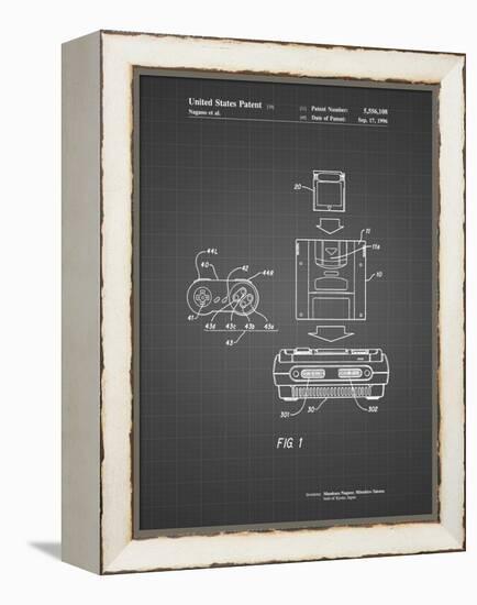 PP1072-Black Grid Super Nintendo Console Remote and Cartridge Patent Poster-Cole Borders-Framed Premier Image Canvas