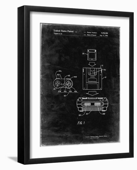 PP1072-Black Grunge Super Nintendo Console Remote and Cartridge Patent Poster-Cole Borders-Framed Giclee Print