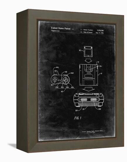 PP1072-Black Grunge Super Nintendo Console Remote and Cartridge Patent Poster-Cole Borders-Framed Premier Image Canvas