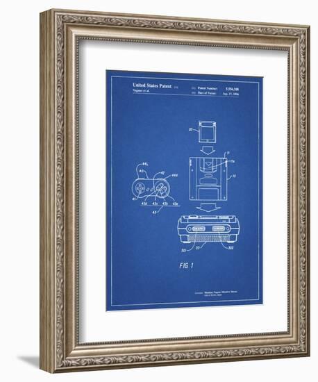 PP1072-Blueprint Super Nintendo Console Remote and Cartridge Patent Poster-Cole Borders-Framed Giclee Print